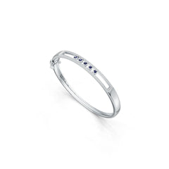 Sterling Silver Bangle with White Topaz or Moissanite Syzjewelry
