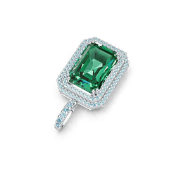 Sterling Silver Semi Mount Pendant Setting Emerald OCT 15x10mm Double Halo Syzjewelry