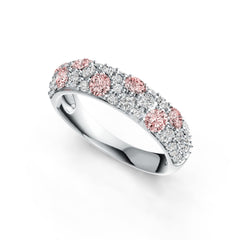 Sterling Silver Pave Set Wide Band Ring with White Topaz or Moissanite Syzjewelry