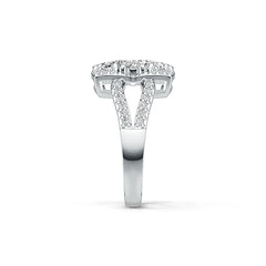 14K Gold Semi Mount Ring Setting Oval OV 6X4mm with White Topaz Diamond Accent DHJ