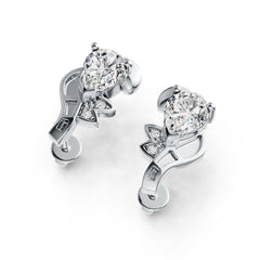 18K Gold Semi Mount Earrings Setting Pear PE 8x6mm Diamond Accent DHJ