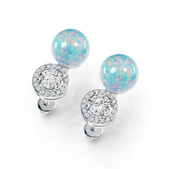 18K Gold Semi Mount Earrings Setting Round RD 9x9mm RD 5x5mm Diamond Accent DHJ