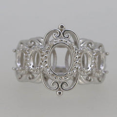 Edwardian Style 10K Gold Semi Mount Ring Setting Oval OV 8x6mm 5x3mm Syzjewelry