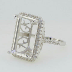 10K Gold Semi Mount Ring Setting Emerald OCT 20X15mm White Topa Moissanite Accent Syzjewelry
