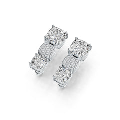 Platinum Semi Mount Earrings Setting Cushion CU 9X9mm CU 7X7mm Diamond Accent DHJ