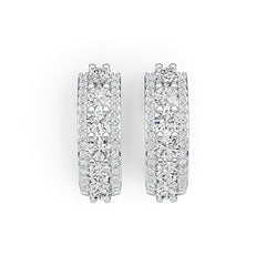 18K Gold Semi Mount Earrings Setting Round RD 4x4mm Diamond Accent DHJ