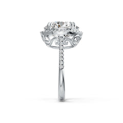 Platinum Semi Mount Ring Setting Round RD 12.5mm Halo Diamond Accent DHJ