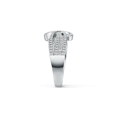 18K Gold Ring Bow Crossover Theme with or Moissanite Diamond Accent DHJ
