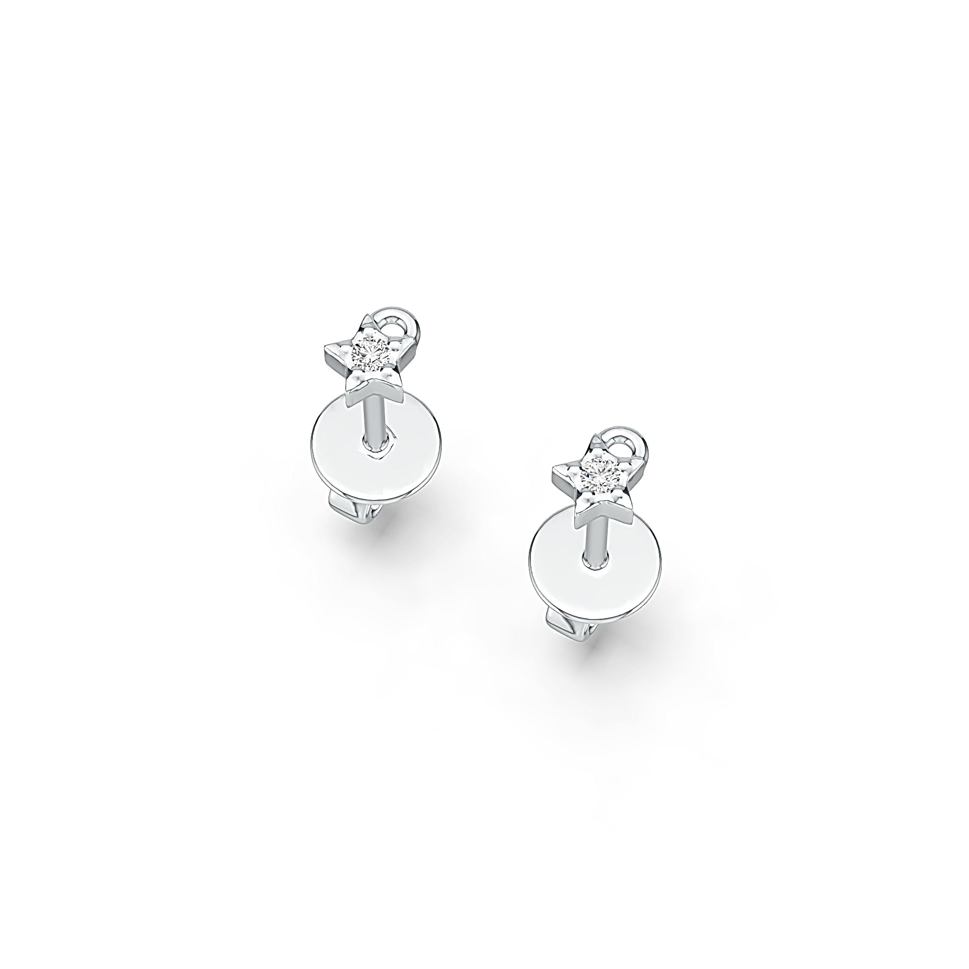 Sterling Silver Star Stud Earrings with White Topaz or Moissanite Syzjewelry