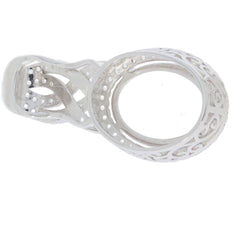 Platinum Semi Mount Pendant Setting Oval OV 20X15mm Halo Diamond Accent Syzjewelry