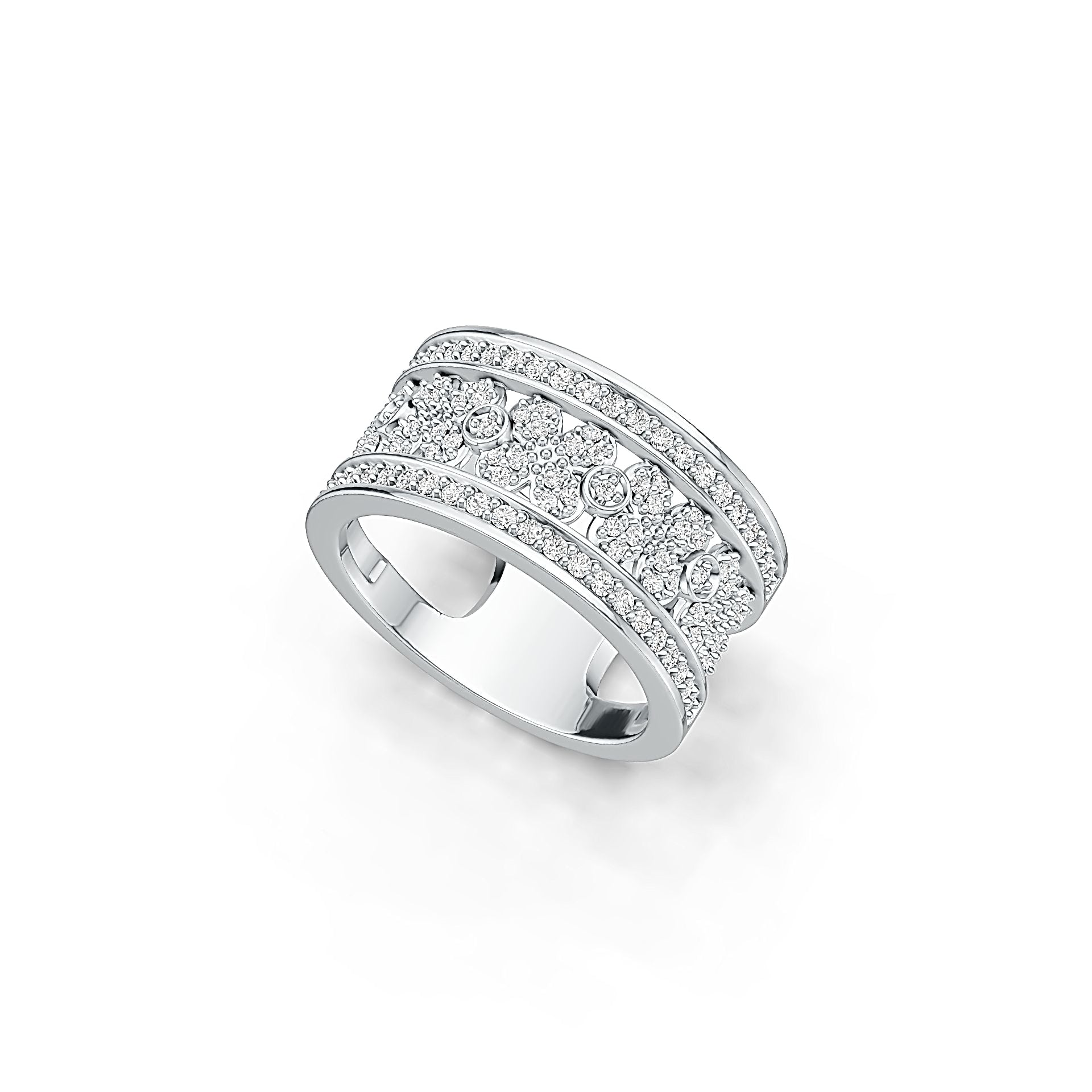 Sterling Silver Ring Multi-Row with White Topaz or Moissanite - Syzjewelry