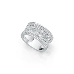 Sterling Silver Ring Multi-Row with White Topaz or Moissanite - Syzjewelry
