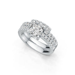 Sterling Silver Semi Mount Ring Setting Princess SQ 6x6mm with White Topaz DHJ