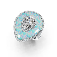Sterling Silver Semi Mount Ring Setting Pear PE Cabochon 25X20mm PE 12X8mm DHJ