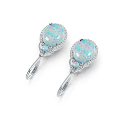 10K Gold Semi Mount Earrings Setting Oval OV 12X10mm RD 3X3mm Cabochon Moissanite Accent DHJ