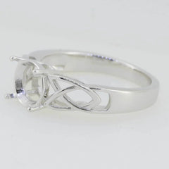 Platinum Semi Mount Ring Setting Round RD 8x8mm White Topaz DHJ