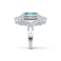Platinum Semi Mount Ring Setting Oval OV 17X12mm with White Topaz Diamond Accent DHJ