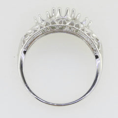 Platinum Semi Mount Ring Setting Round RD 4x4 3x3mm 3 Stone Filigree Syzjewelry