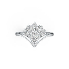 10K Gold Semi Mount Ring Setting PE 6X4mm Moissanite Accent DHJ