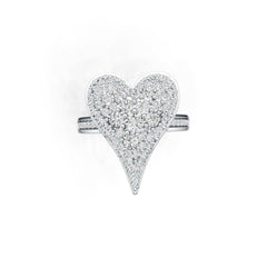 18K Gold Ring with White Topaz or Moissanite  Heart Theme Diamond Accent DHJ