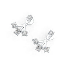 14K Gold Ear Jacket Earrings with or Moissanite Diamond Accent DHJ