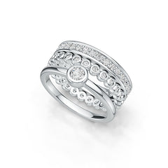 Sterling Silver Semi Mount Ring Setting Round RD 3.5mm Stackable Rings with White Topaz - Syzjewelry