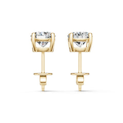 18K Gold Semi Mount Earrings Setting Round Ro 6x6mm Diamond Accent Syz Jewelry