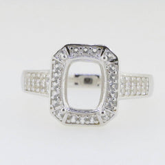 14K Gold Semi Mount Ring Setting Cushion CU9x7mm Halo W/ Diamond Accent Syzjewelry
