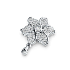 Sterling Silver Semi Mount Pendant Setting Round RD 4x4mm Flower Theme DHJ