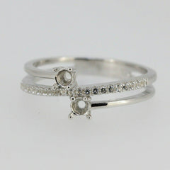18K Gold Semi Mount Ring Setting Round RD 3.5x3.5mm PJC4187R Diamond Accent Syzjewelry