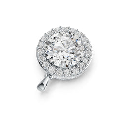 10K Gold Semi Mount Pendant Setting Round RD 15.5mm Halo Moissanite Accent DHJ