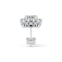 Platinum Semi Mount Earrings Setting Round RD 6x6mm Halo Diamond Accent DHJ