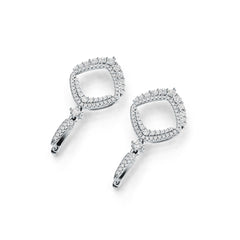 Sterling Silver Kite Drop Earrings with White Topaz or Moissanite DHJ