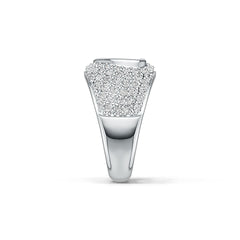 18K Gold Pave Ring Heart Theme with White Topaz or Moissanite Diamond Accent DHJ
