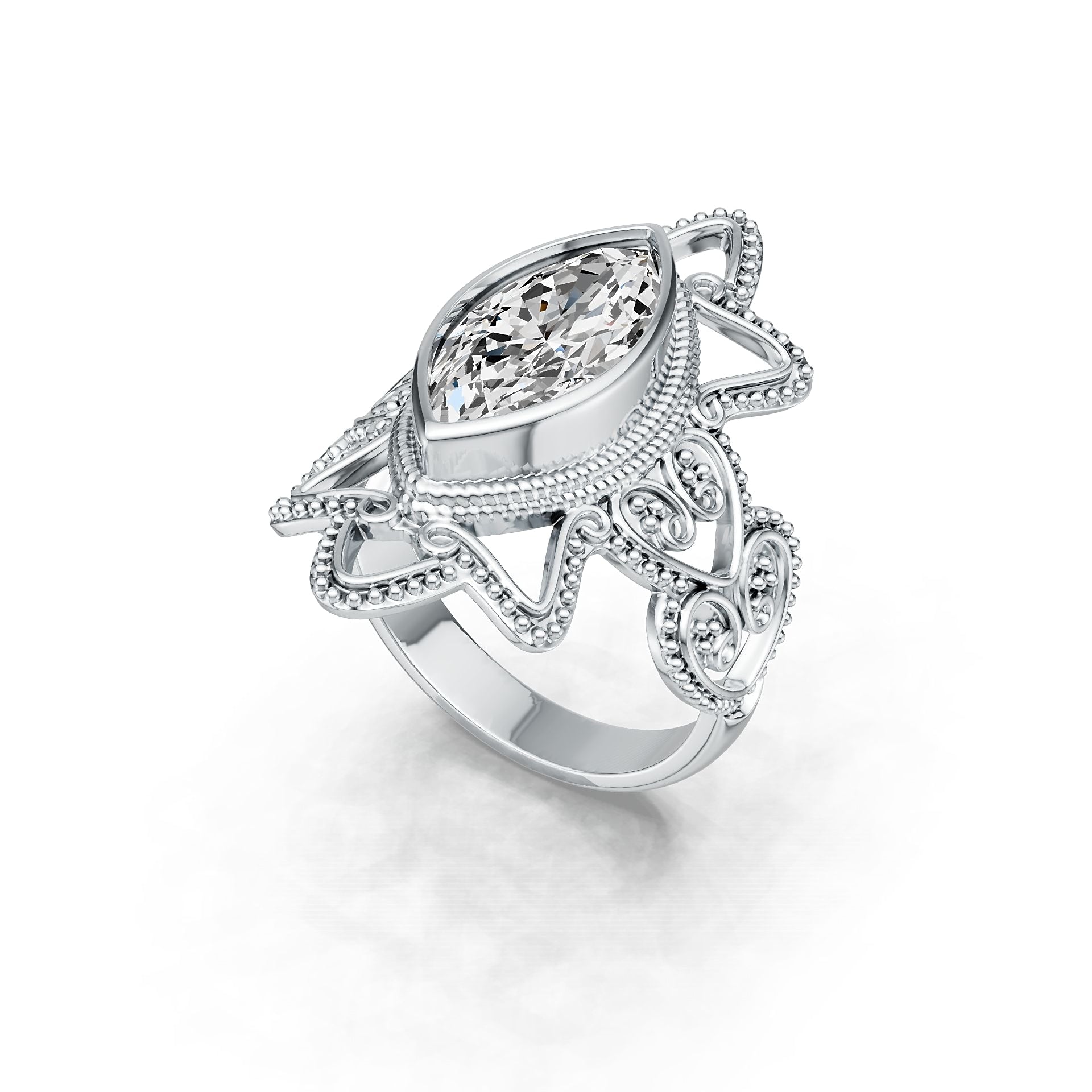 Sterling Silver Semi Mount Ring Setting Marquise MQ 20X10mm DHJ