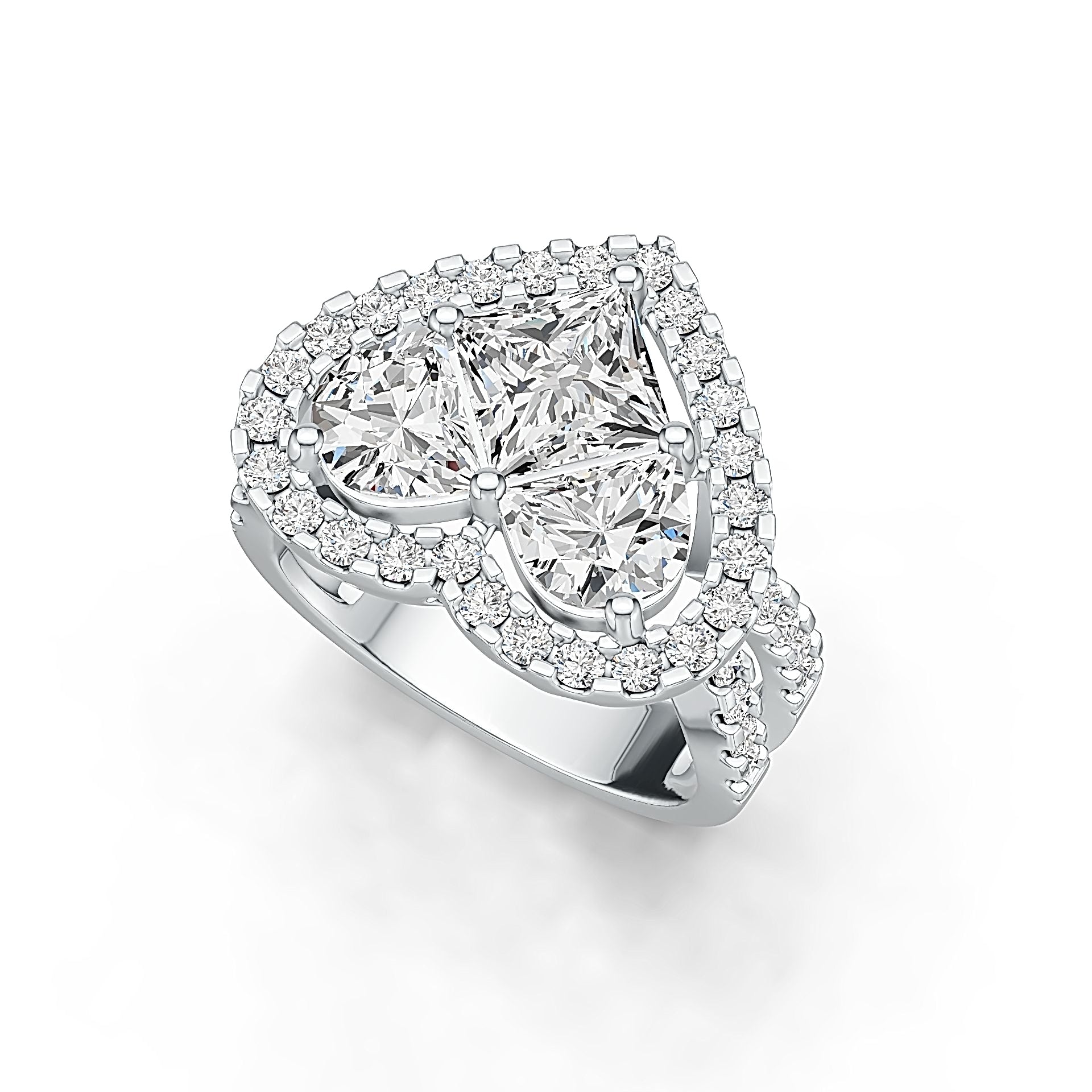 Sterling Silver Semi Mount Ring Setting Princess Square 6X6mm Heart Theme Syzjewelry