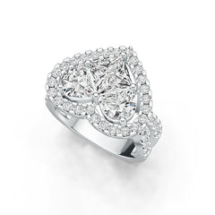 Sterling Silver Semi Mount Ring Setting Princess Square 6X6mm Heart Theme Syzjewelry