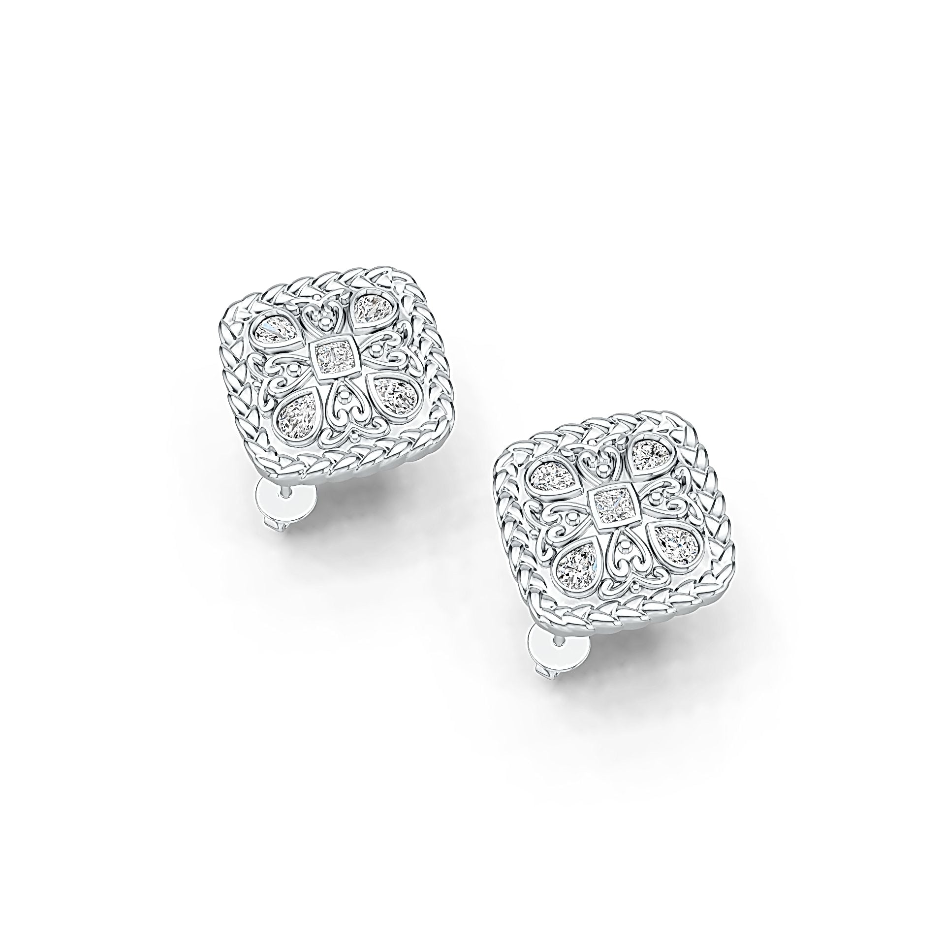 Sterling Silver Semi Mount Earrings Setting Pear PE 4X3mm DHJ