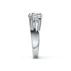 10K Gold Semi Mount Ring Setting Oval OV 9X7mm with Moissanite Accent DHJ