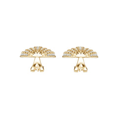 18K Gold Semi Mount Earrings Setting Round Ro 6x6mm Diamond Accent Syz Jewelry