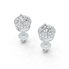 Sterling Silver Semi Mount Earrings Setting Round RD 4x4mm Halo DHJ