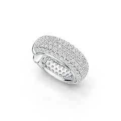 Sterling Silver Wide Pave Huggie Hoop Earring with White Topaz or Moissanite DHJ