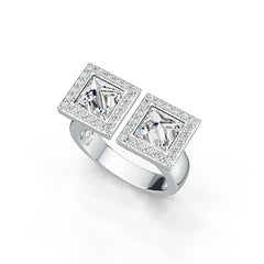 Sterling Silver Semi Mount Ring Setting Princess SQ 6x6mm Toi et Moi DHJ