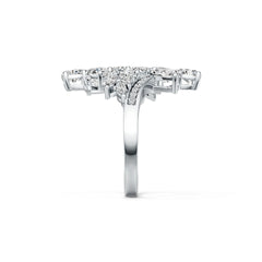 18K Gold Semi Mount Ring Setting Pear PE 6X4mm MQ 4X2mm Diamond Accent DHJ