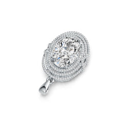 10K Gold Semi Mount Pendant Setting Oval OV 14X10mm Triple Halo Moissanite Accent DHJ