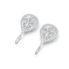 18K Gold Semi Mount Earrings Setting Pear PE 5X3mm Diamond Accent DHJ