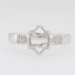 Platinum Semi Mount Ring Setting Oval OV 9x7mm solitaire White Diamond Accent Syzjewelry
