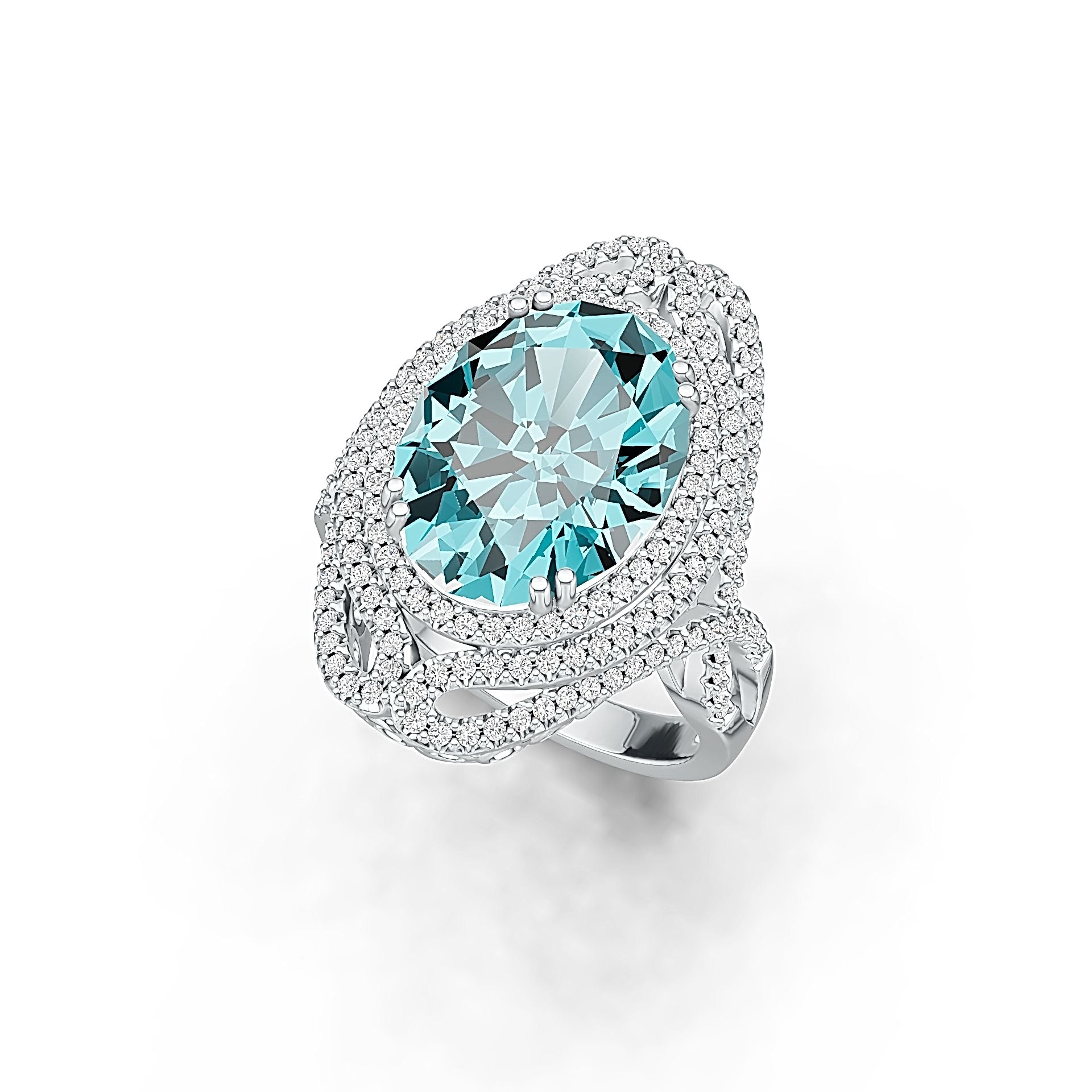 Sterling Silver Semi Mount Ring Setting Oval OV 17X12mm with White Topaz DHJ