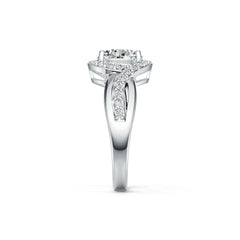 18K Gold Semi Mount Ring Setting Round RD 8x8mm Diamond Accent DHJ