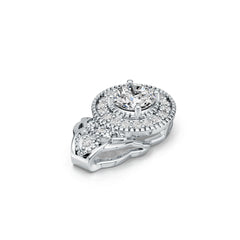 18K Gold Semi Mount Pendant Setting Round RD 6.5mm Diamond Accent DHJ